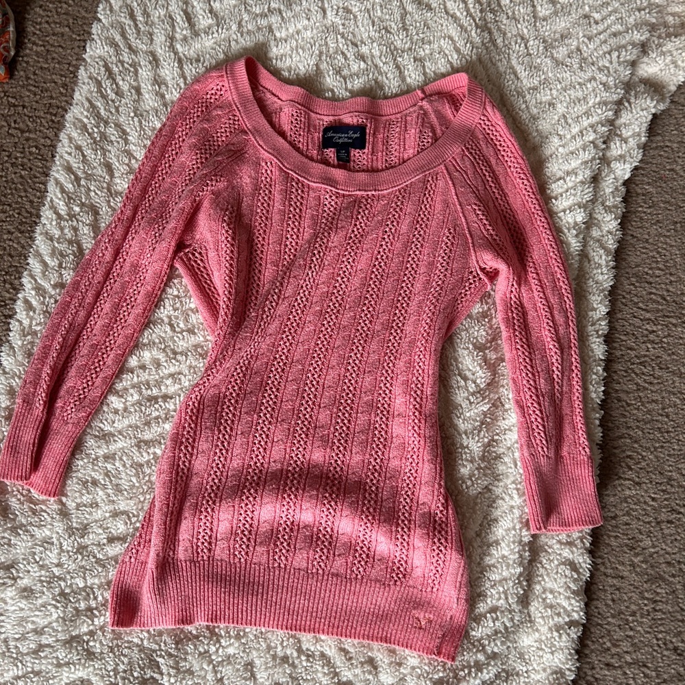 American Eagle Outfitters Pink Crew Neck Sweater